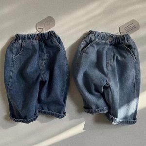 Calça calça calça infantil de 0 a 3 anos de idade de colorida de cor de jeans de jeans sólidos banda de couro de couro elástico de cintura elástica de jeans casuais versáteis