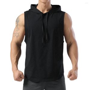 Men's Tank Tops Men Vest Shirt Sleeveless Top Comfortable Gym Hooded Hoodie Muscle Polyester Undershirt Workout 1 Pc