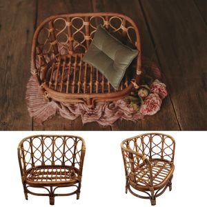 Fotografi 2022 Baby Rattan Chair Newborn Photography Props Bench Bed Basket Container Boy Girl Pose Baby Shooting Studio Accessories