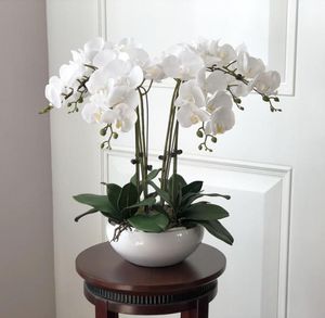 1 Definir orquídeas de alta grau Hand Sentindo mesa de flor Arranjo de flores sem vaso de flores artificial Decoração de escritório5078328