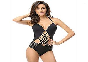 TwoPiece serve Women039s Halter One Piece Monokini Swimsuit Hollow Out Swimwear Bathing Sxl Sexy Women 2021 Back Swimsuit14952967