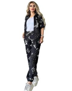 Dessinger Sommer zweiteiliger Hosen Trailsuit Frauen -Marken Casual Print Kurzärmel dünne Jacke und Jogginghosen Sets Casual Outfits Kleidung