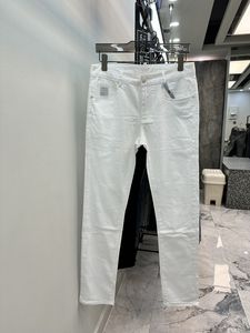 2024 Letra de bordado de outono da primavera impressão de zíper de jeans masculinos de calças de lápis Long Homem Bleached Man WCNZ110