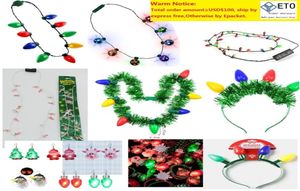Weihnachtsferien blinkende Glühbirnen Halskette LED -Halsketten für Weihnachtsdekorationen Geschenkversorgungen Party Candy Cane Halskette7686375
