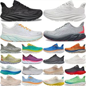 2024 Yeni Clifton 9 Sneakers Tasarımcı Koşu Ayakkabıları Erkek Kadınlar Bondi 8 Sneaker One Womens Challenger Antrasit Yürüyüş Ayakkabı Nefes Menen Açık Hava Spor Eğitmenleri