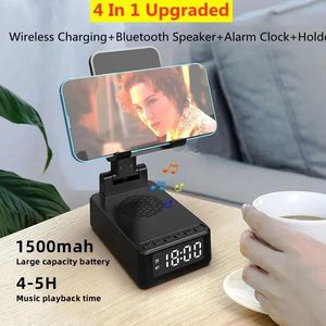 Mobiltelefonhållare Stand Wireless Charger Fast Charging Bluetooth Ser Alarm Clock Tablett Desktop Live Lazy Bracket Mount 240418