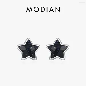 Kolczyki stadnonowe Modian 925 Sterling Silver Natural Aventuine Stars for Women Charm Party Fashion Fine Biżuter