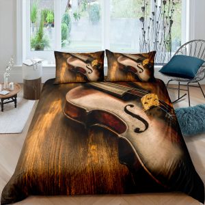 sets Home Living Luxury 3D Vintage Cello Bedding Set Music Duvet Cover Pillowcase Queen and King EU/US/AU/UK Size Comforter Bedding