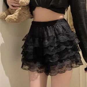 Calcinha feminina renda com shorts de babados lolita curta vitoriana bloomers abóbora calcinha de cetim anti -exposição calças de segurança feminino