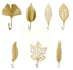 Hooks Rails Leaves Shape Iron Hook Nordic Wall Decoration Leaf Watch Jewelry Hanging Bags Multifunctional Rack Robe Hanger Ha V73056895