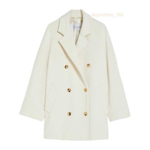 Designer Coats Cashmere Coats Luxury Coats MaxMaras Womens Beaver Hair And Cashmere White Winter Warm Temperament Coat