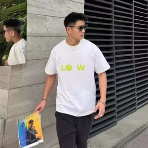 하이 버전 럭셔리 패션 Luo Jia SS 이른 봄 새로운 웃는 얼굴 편지 인쇄 짧은 슬리브 커플 니트면 인쇄 티셔츠