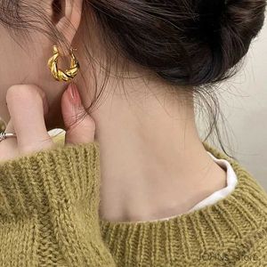 Stum neu trendy Metall Geometrisch verdrehte dicke Reifenohrringe für Frauen Punk Hip Hop Gold Farbe Rundkreis Ohrringe Juwely Geschenk