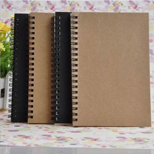 Creative Simple Kraft Paper Material Double Coil Ring Spiral Notebook Sketchbook Diary For Drawing Painting Notepad