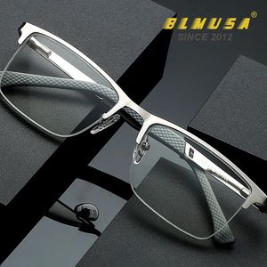 Blmusa Mens Business Anti Blue Light Eyewear Progressive Multifocal Reading Glasses Men Metal Glasses Frame光学グラス240415