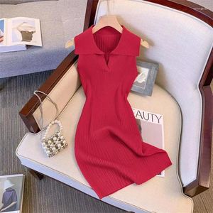 Abiti casual Donne coreane Abito a maglia manica elastico matita sottile 2024 Summer Sexy Bodycon Streetwear P711 P711