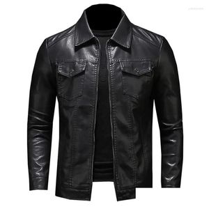 Kurtki męskie męskie kurtka motocyklowa Kurtka Duża rozmiar Pocket Black Lapel Lapel Slim Fit Męska Sprężyna i Jesień Wysoka jakość PU CO DH39W