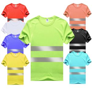 Clothing Size 4XL Reflective Shirts for Men Safety Construction Work Shirts Summer Quick Dry t shirt Oneck hi vis Workwear Shirt