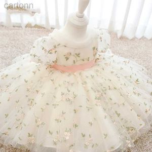 Girl's Dresses Infant Baby Girls Dress Flower Embroidery Princess Dresses For Baby first 1st Year Birthday Dress Costume Baby White Party Dress d240425