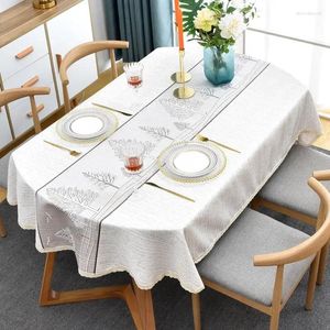 Table Cloth Tablecloth Oval 185cm Tree Embroidered Farmhouse Linen With Lace Ellipse Classic Dinning Cover Elegant