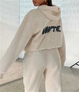 Designer Tracksuit Women White Hoodie Set Two 2 Piece Set Women Clothing Set Sporty Long Sleeped Pullover Hooded