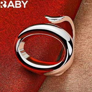 Cluster Rings 925 Sterling Silver For Women Man Round Circle O Opening Ring Wedding Party Gift Trend Jewelry Fashion Simple Accessories