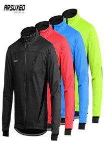 Arsuxeo Fleece Cycling Jacket Man Winter Thermal Mountain Bike Jacket Waterproof Bicycle Coat Windproof Reflective MTB Jacket CX209150409