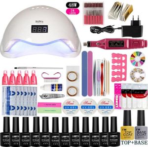 Nagelkonstsatser Set UV LED -lamptorkare med 12st Gel Polish Kit Soak Off Manicure Tools Electric Drill For9954777