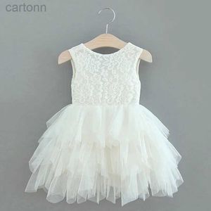 Girl's Dresses Baby Dress Cute Girl Lace Flower Birthday Party Clothes Infant White Baptism Christening Dresses Up Kids Summer Party Tutu Gown d240425