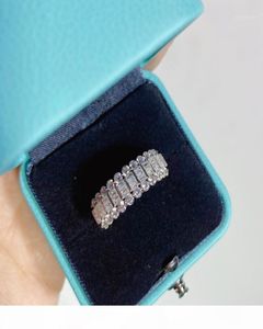 Anéis três fileiras de anéis de diamante completos jóias S925 Prata esterlina para Women039s High Jewelry Christmas Party Gift16073501