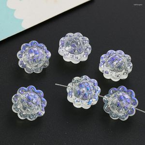 Chandelier Crystal 10pcs 15mm AB Color Sunflower Straight Hole Beads Glass Prism Faceted DIY Jewelry Making Chime Accessories