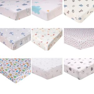 conjuntos folhas de berço colchão capa de colchão protetor impresso para bebês para crianças folhas de cama animais floral para meninas roupas de cama 130x70cm