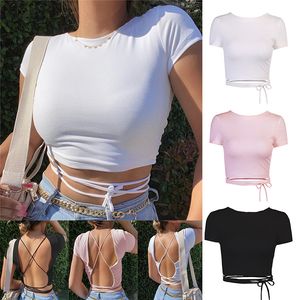 Women's T-shirt Designer Round ollar Tight Tshirts Hollow Out Tee Backless Tanks Hip Hop Women Shirts Short Sleeve Sexy Yoga Tees Shirt Woman Summer Vests Cami Tops