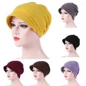 Visors Turban Cap для женщин мусульманские равнины шляпы Brim Stretch Chemo Loss Head Wrap Beanie Casual Scarf