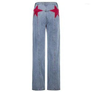 Women's Jeans Fashion High Street Style Sexy Retro Mid-Waist Back Five-Pointed Star Tight Micro Speaker Pants Trousers Clothing