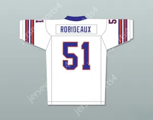 CUSTOM ANY Name Number Mens Youth/Kids Lyle Robideaux 51 Mud Dogs Away Football Jersey with Bourbon Bowl Patch Top Stitched S-6XL