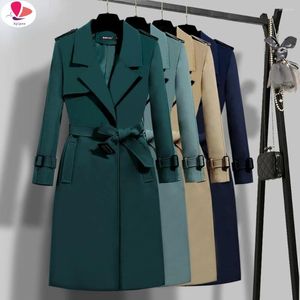 معاطف الخندق النسائية Apipee 2024 Spring Windbreaker Fashion Fashure Overcoat jukets الإناث الرجعية ومعطف فضفاض هي كوريا