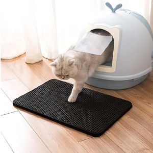 Mats Cat Litter Mat Eva Clean NonSlip Pads Double Layer Pet Litter Box Trapping Mat Folding Waterproof Honeycomb Carpet Pet Supplies