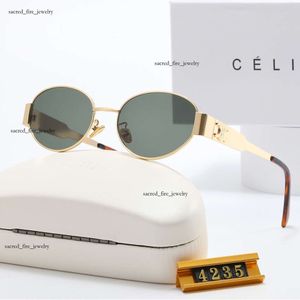 Celiene Sunglasses New Glasses Oval Personalized Trend Designer Triomphes Sunglasses Metal Frame Sunglasses Female Celinr Sunglasses Fas 4285