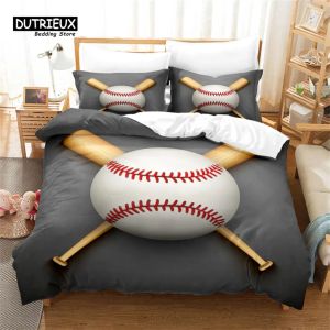 セット野球の寝具セット、3PCS羽毛布団カバーセット、柔らかい快適な通気性のある羽毛布団カバー、寝室の客室の装飾用