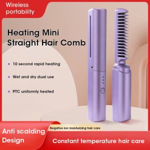 Spazzoli per capelli per capelli Brush mini pettine calde portatile USB ricaricabile ricarica rapida peli raddrizzante antiscald ione negativo