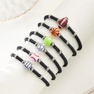 Urok bransoletki piłka nożna piłka nożna bransoletka rugby dla mężczyzn kobiety ręcznie robione tkaninowe linę regulowana łańcuch przyjaźń biżuteria hurtowa