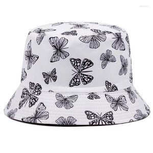 Berets Sommerhut -Mode -Schmetterlingseimer für Frauen Bob Panama Cap Girls Hawaii Beach Casual Fisherman Hats Outdoor Angel Caps