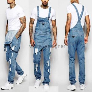 Designer Jeans for Mens fashion men's suspender denim pants tear jeans pants Fashion pants