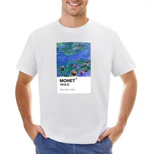 Erkek Polos Claude Monet Kırmızı Su Zambakları 1919 T-Shirt Funnys Tees Erkekler Uzun Tişörtleri