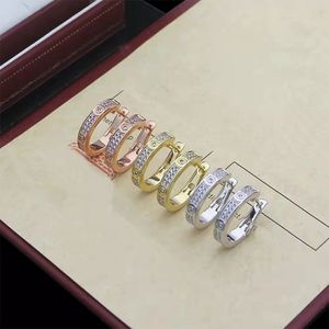2022 New Luxury Double Row Diamond Earrings Fashion Love Earrings for Women High Quality 316L Titanium Steel Earring Jewelry262l