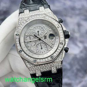 AP Crystal Wrist Watch Royal Oak Offshore Series 26067bc Original Diamond Full Sky Star 18k Platinum mass relógio 42mm