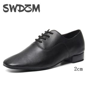 Stivali swdzm uomini ballroom scarpe da ballo latino scarpe latine nere tassi tassi bassi tacchi a basso tango proiettare scarpe da ballo per ragazzi