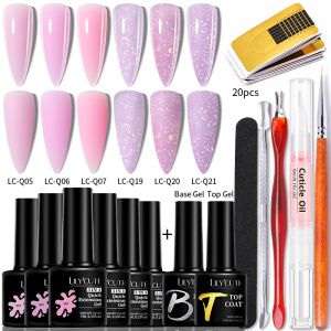 Kits LILYCUTE 7ML Gel Nail Polish Set Quick Extension Gel UV Gel Soak Off Full Manicure Set Nail Liquid Extension Nail Art Tool Kit