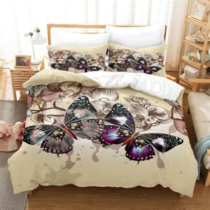 Conjunto de cama de borboleta Conjunto de edredon quente capa de edredão 3D Design de moda Decoração de cover King Duvet Conjunto de cama de cama de casal